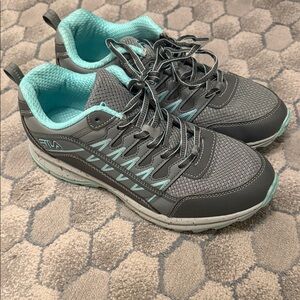 Fila Women's Charcoal and Aqua Sneakers